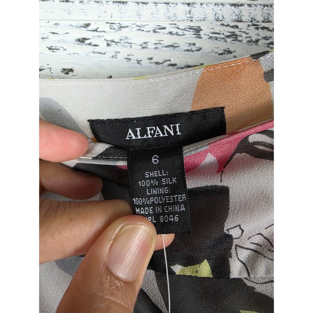 Alfani Silk Floral Midi Skirt NWT 6 Quiet Luxury Spring Wedding Guest Brunch - Picture 4 of 8